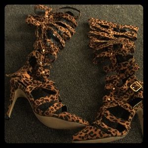 Knee high leopard heels.
